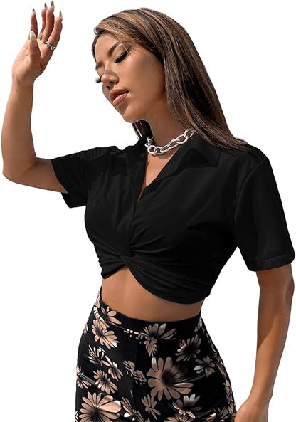 Twist Detail Cropped Shirt