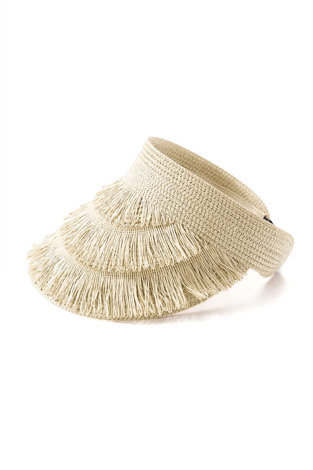 Sombrero con visera de paja con flecos