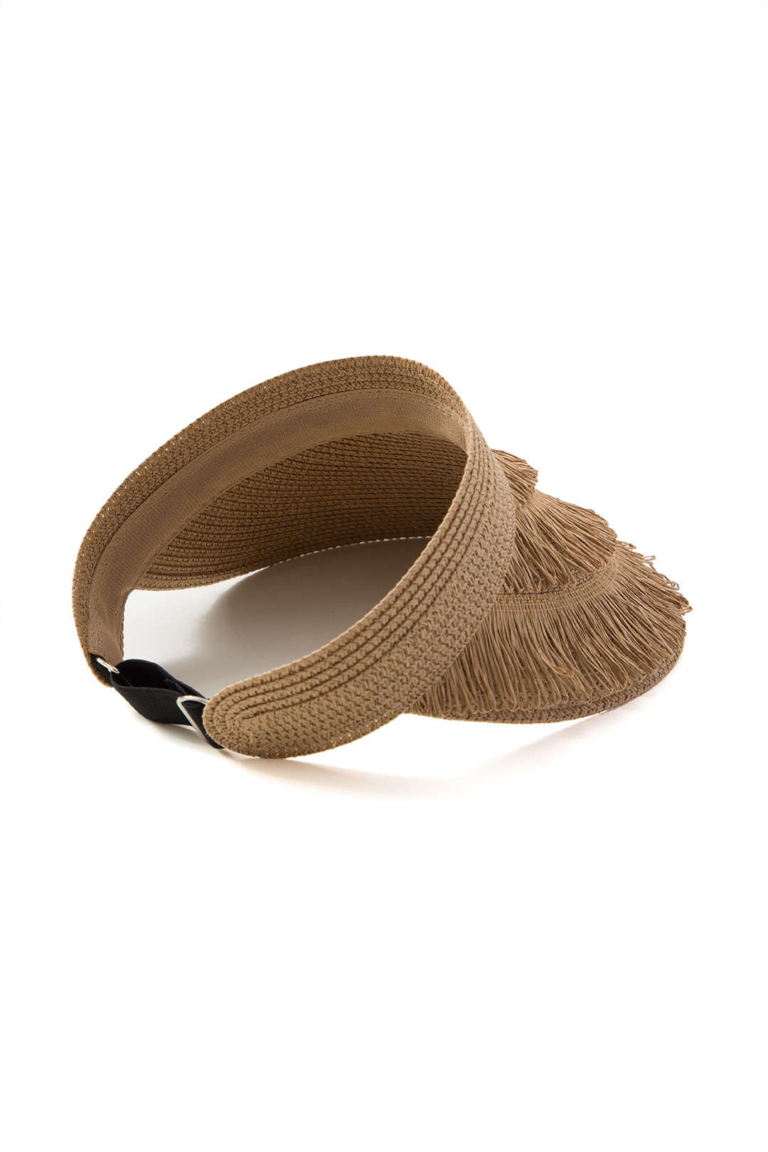 Sombrero con visera de paja con flecos